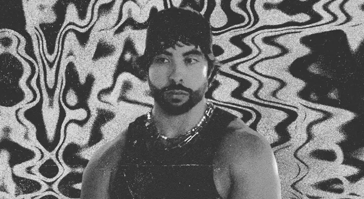 High-contrast black and white shot of DJ and producer ero808.