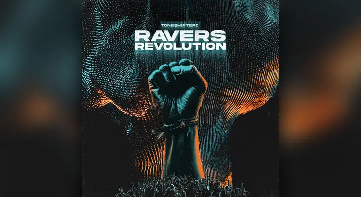 Toneshifterz - Ravers Revolution Official album cover art for Ravers Revolution by Toneshifterz featuring a raised fist and rave crowd.