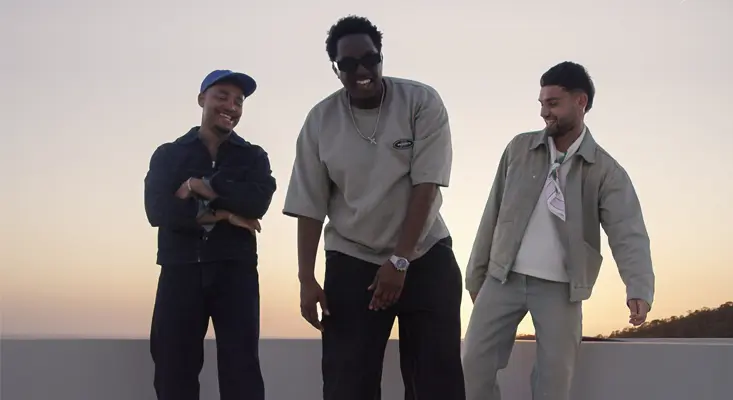 WITH U and Joshua Baraka pose together at sunset for "Girl In Ibiza" via Crash Your Sound.