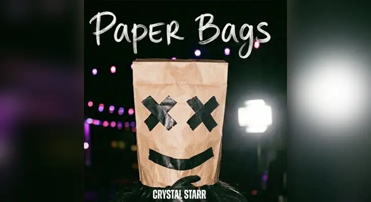 Crystal Starr Paper Bags single cover art retro pop.