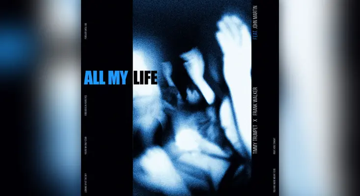 Timmy Trumpet, Frank Walker, John Martin - All My Life Official cover art for "All My Life" by Timmy Trumpet, John Martin, and Frank Walker featuring blue-toned abstract visuals.
