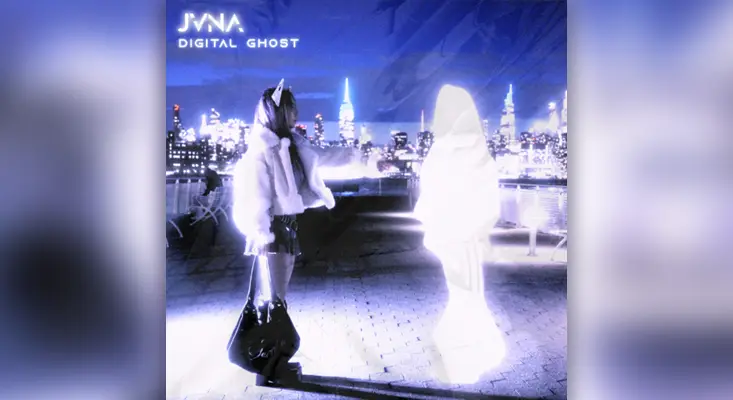 JVNA - Digital Ghost JVNA Digital Ghost cover art showing a girl facing a glowing ghost figure in a city at night.