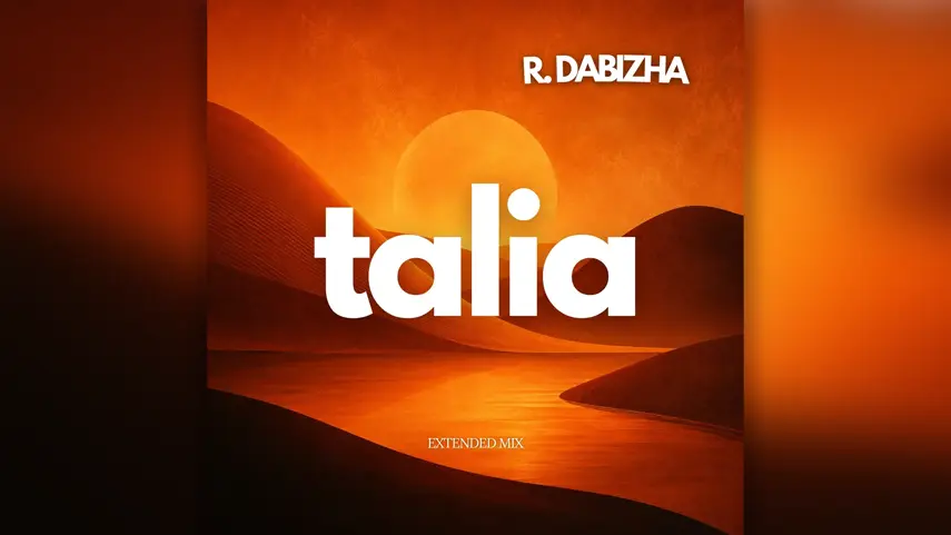 R. Dabizha - Talia R. Dabizha "Talia" cover art with orange desert dunes and sunset.