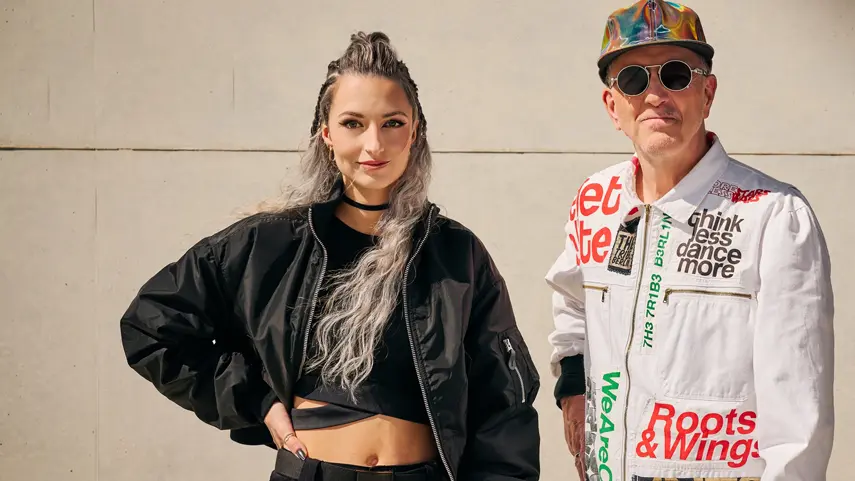 Dr. Motte and Tommahawk posing together for the official Rave The Planet 2026 anthem Imagine Love.