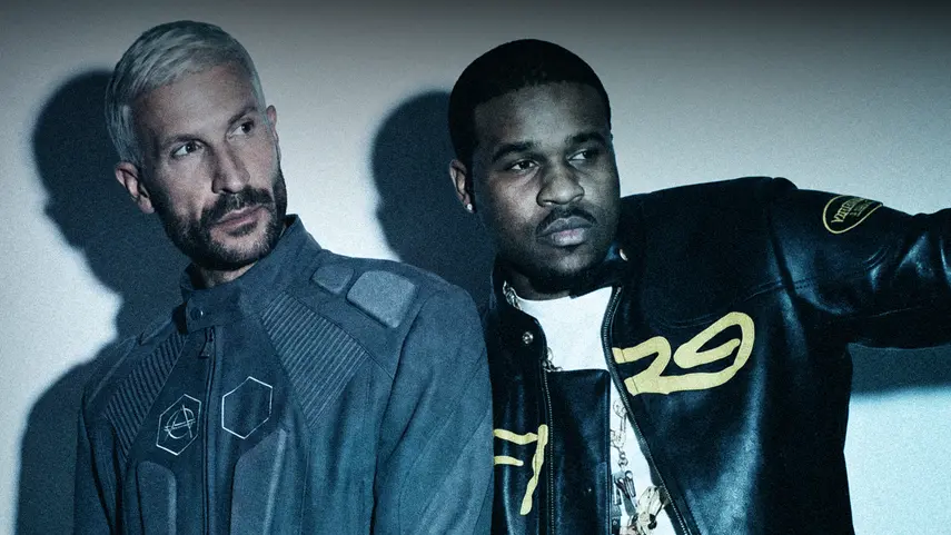 Don Diablo and A$AP Ferg posing together for "Plain Jane" collaboration press photo.