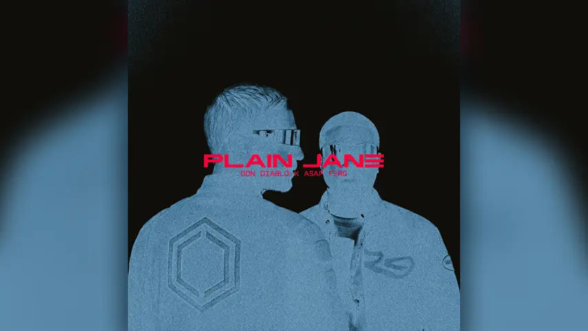 Don Diablo x A$AP Ferg "Plain Jane" cover art in blue duotone with pink logo.