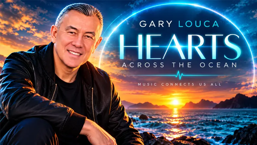 True Love Never Dies, The Message On Gary Louca's EDM Single Gary Louca poses on the shoreline at sunset for his single Hearts Across The Ocean, a track about how true love never dies.