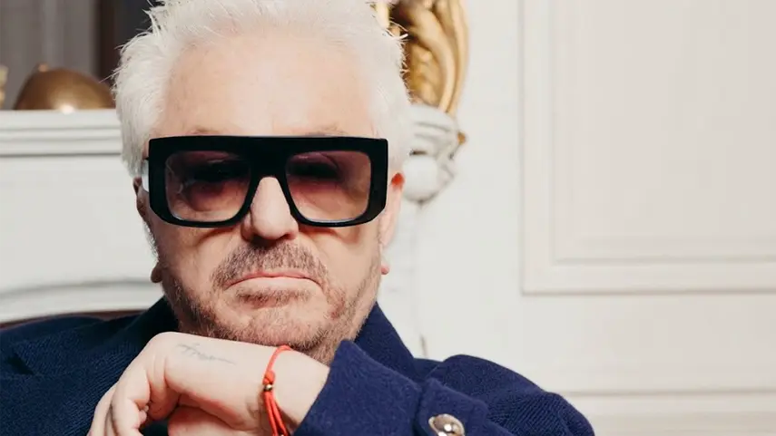 Cerrone Disco music artist in black sunglasses and a navy jacket, promoting the new single "Hell."